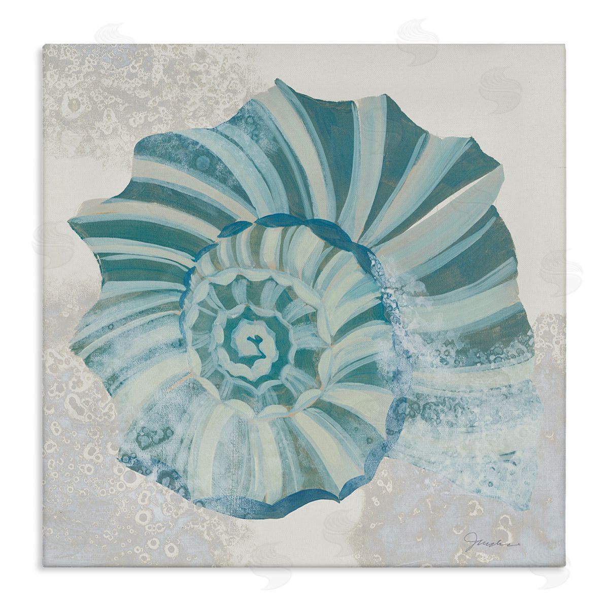 Marine Blue Nautilus Shell Canvas Wall Art, Home Decor by Liz Jardine