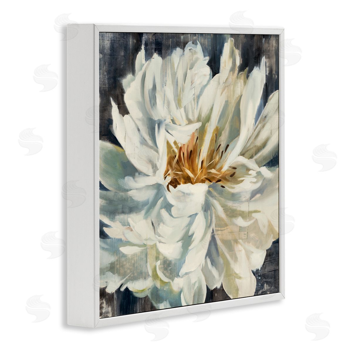 Blooming Flower with White Petals White Frame Print Wall Art, Home Decor by Liz Jardine