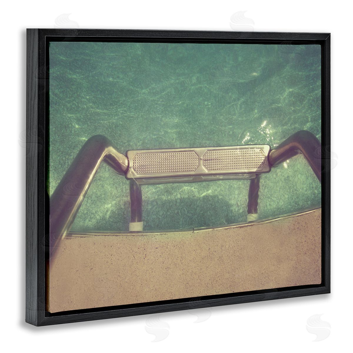 Ladder into Pool Summer Black Floating Frame Canvas Wall Art, Home Decor by Ashley Calhoun