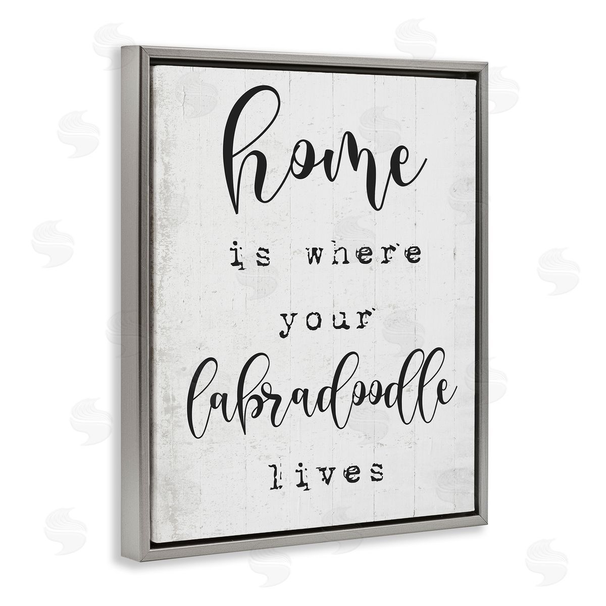 Home's Where Labradoodle Lives Grey Floating Frame Canvas Wall Art, Home Decor by Stupell Studio