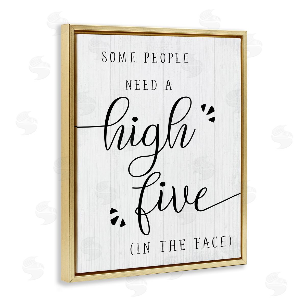 High Five in the Face Gold Floating Frame Canvas Wall Art, Home Decor by Stupell Studio