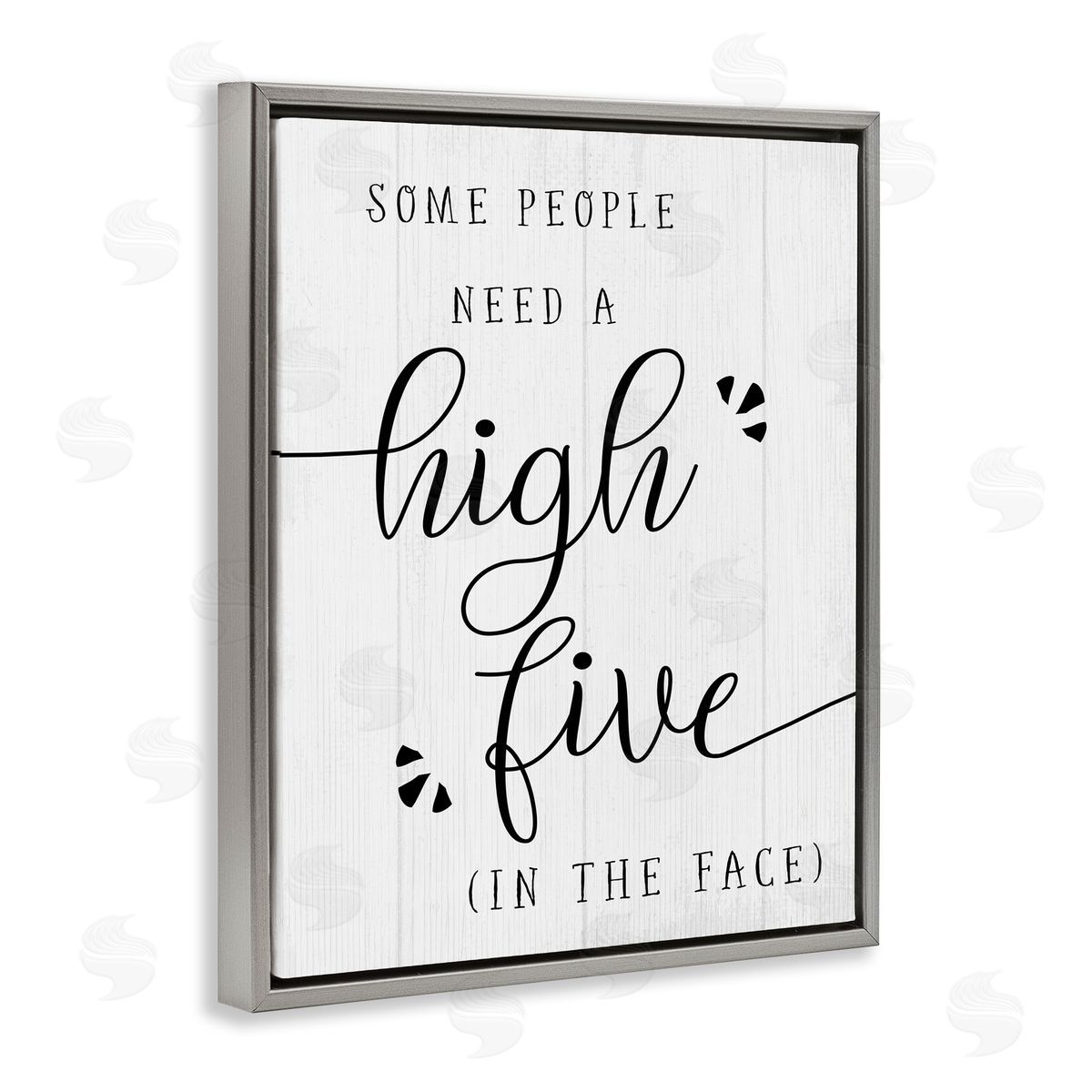 High Five in the Face Grey Floating Frame Canvas Wall Art, Home Decor by Stupell Studio