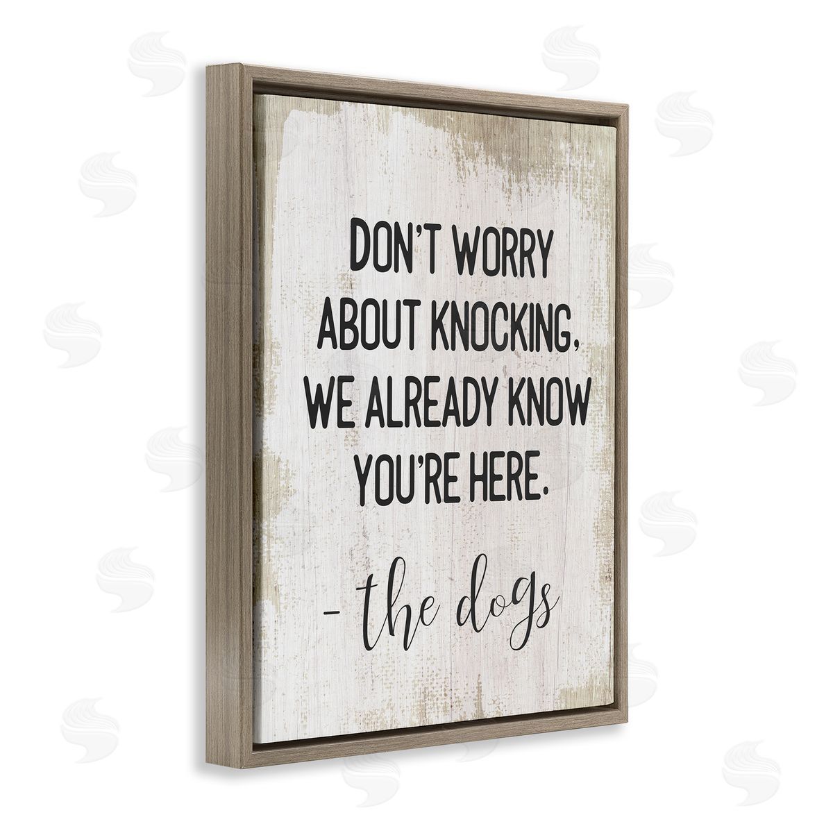 We Know You're Here Dog Brown Floating Frame Canvas Wall Art, Home Decor by Stupell Studio