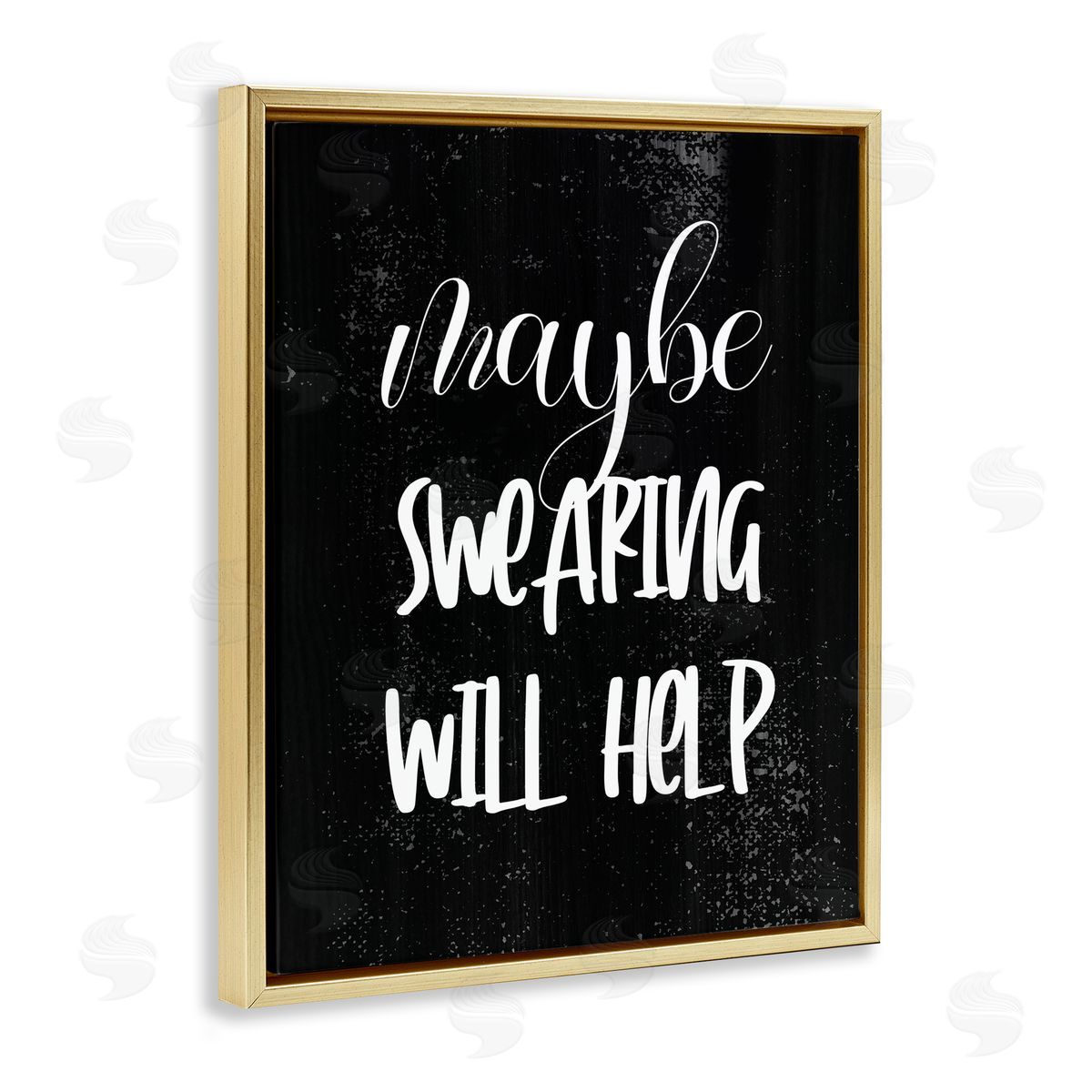 Maybe Swearing Will Help Gold Floating Frame Canvas Wall Art, Home Decor by Stupell Studio