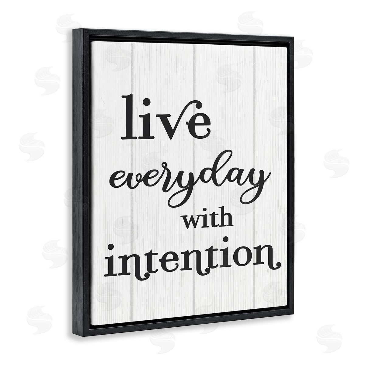 Live Everyday with Intention Black Floating Frame Canvas Wall Art, Home Decor by Stupell Studio