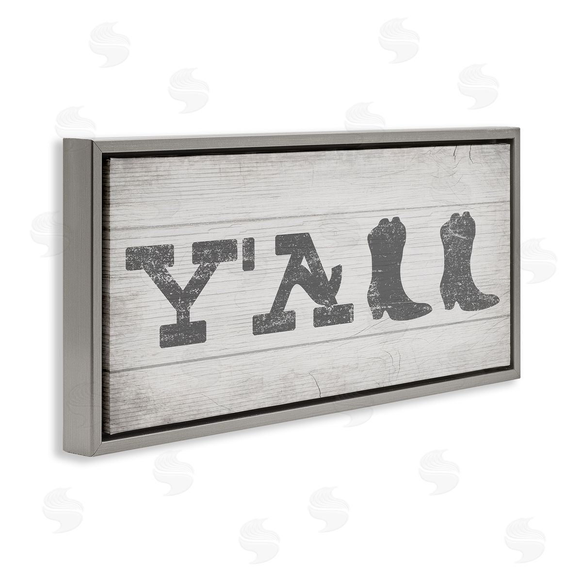 Y'all Welcome Cowboy Boots Grey Floating Frame Canvas Wall Art, Home Decor by Stupell Studio