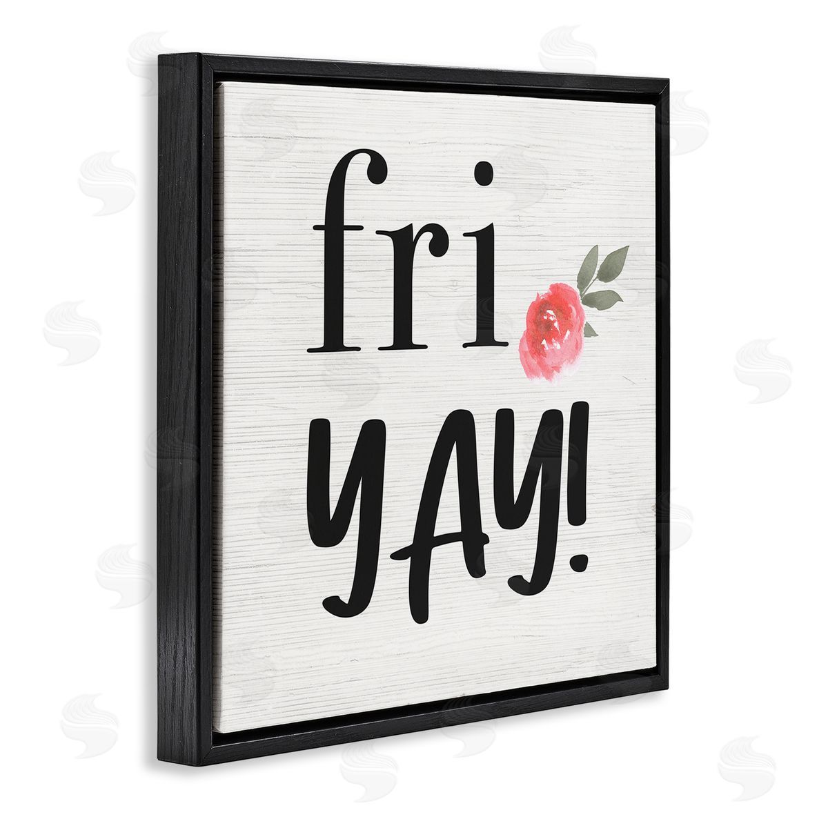 Fri Yay! Pink Flower Black Floating Frame Canvas Wall Art, Home Decor by Stupell Studio