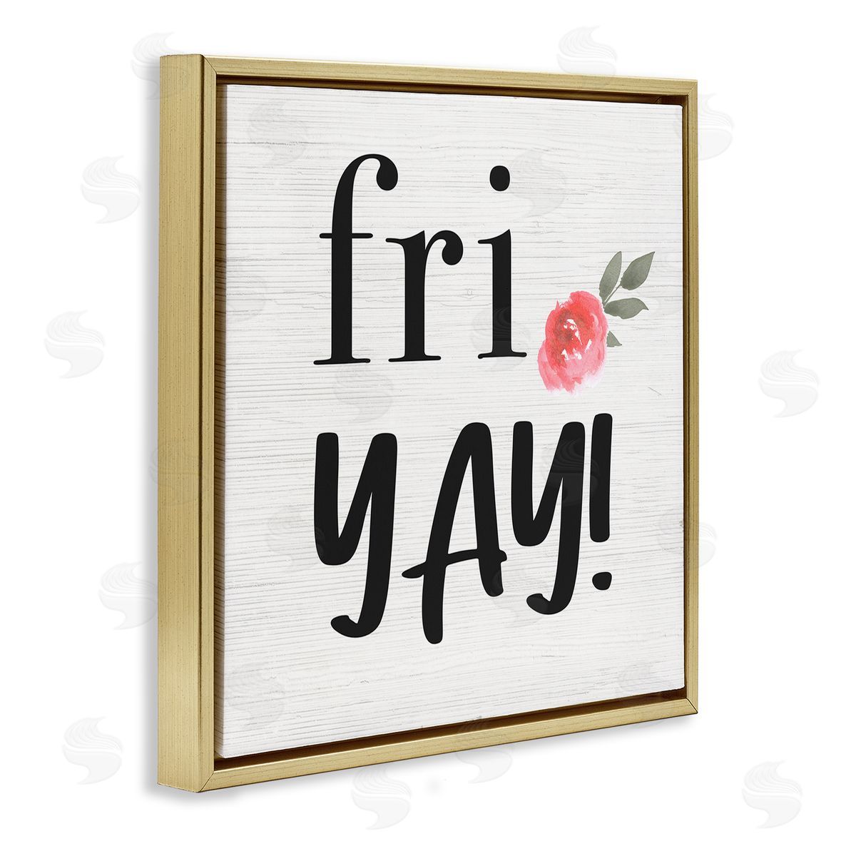 Fri Yay! Pink Flower Gold Floating Frame Canvas Wall Art, Home Decor by Stupell Studio