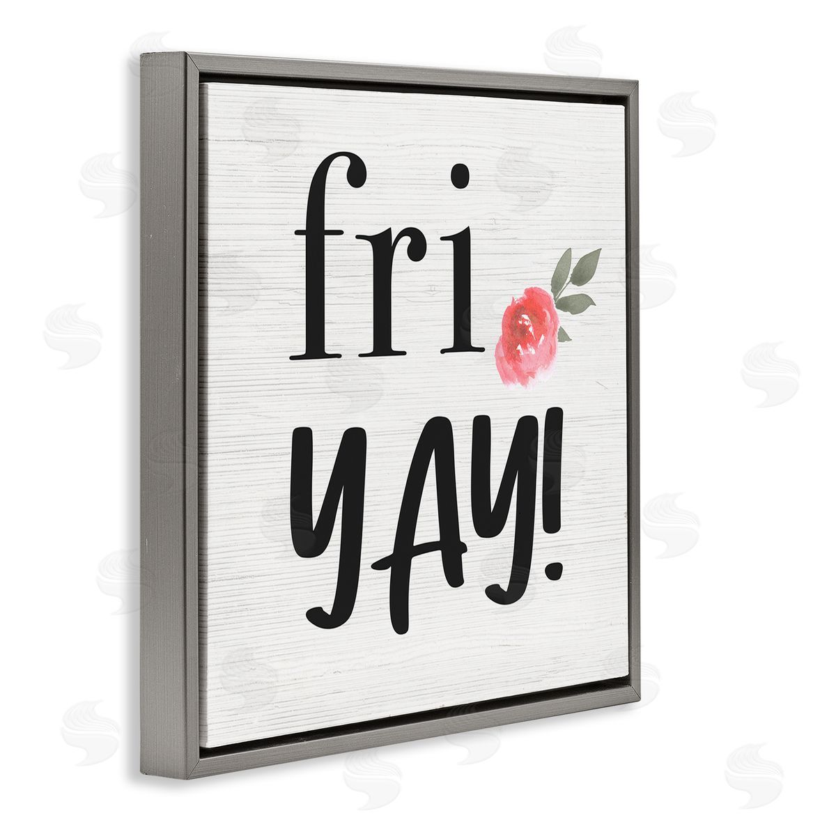 Fri Yay! Pink Flower Grey Floating Frame Canvas Wall Art, Home Decor by Stupell Studio