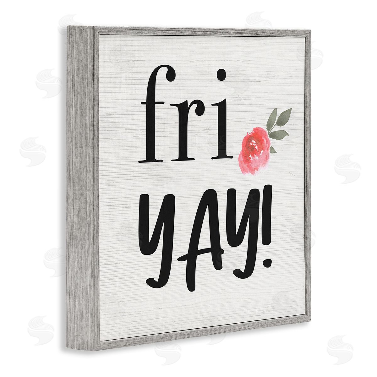 Fri Yay! Pink Flower Grey Frame Print Wall Art, Home Decor by Stupell Studio