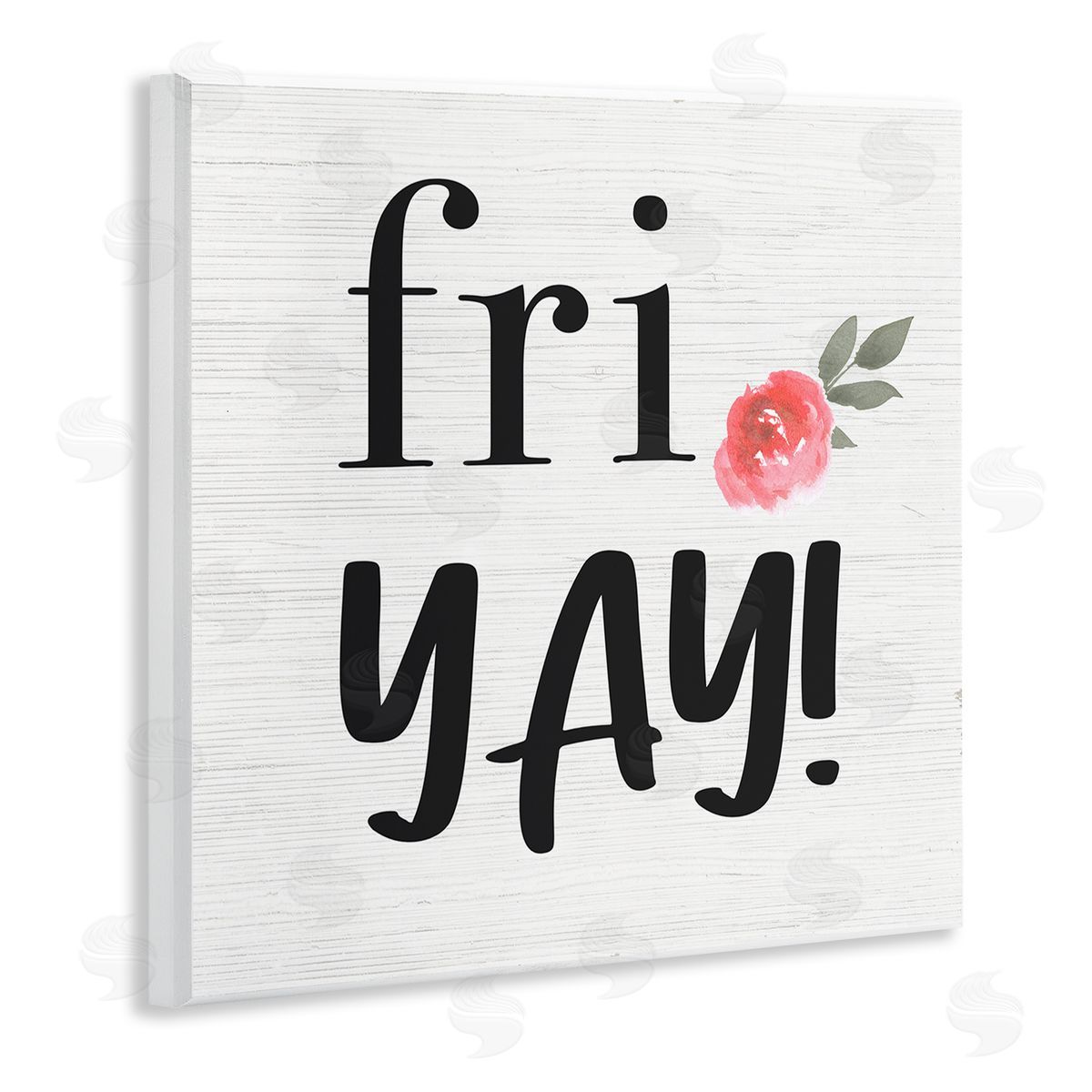 Fri Yay! Pink Flower Wood Plaque Wall Art, Home Decor by Stupell Studio