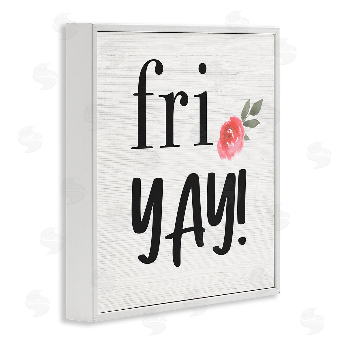 Fri Yay! Pink Flower White Frame Print Wall Art, Home Decor by Stupell Studio