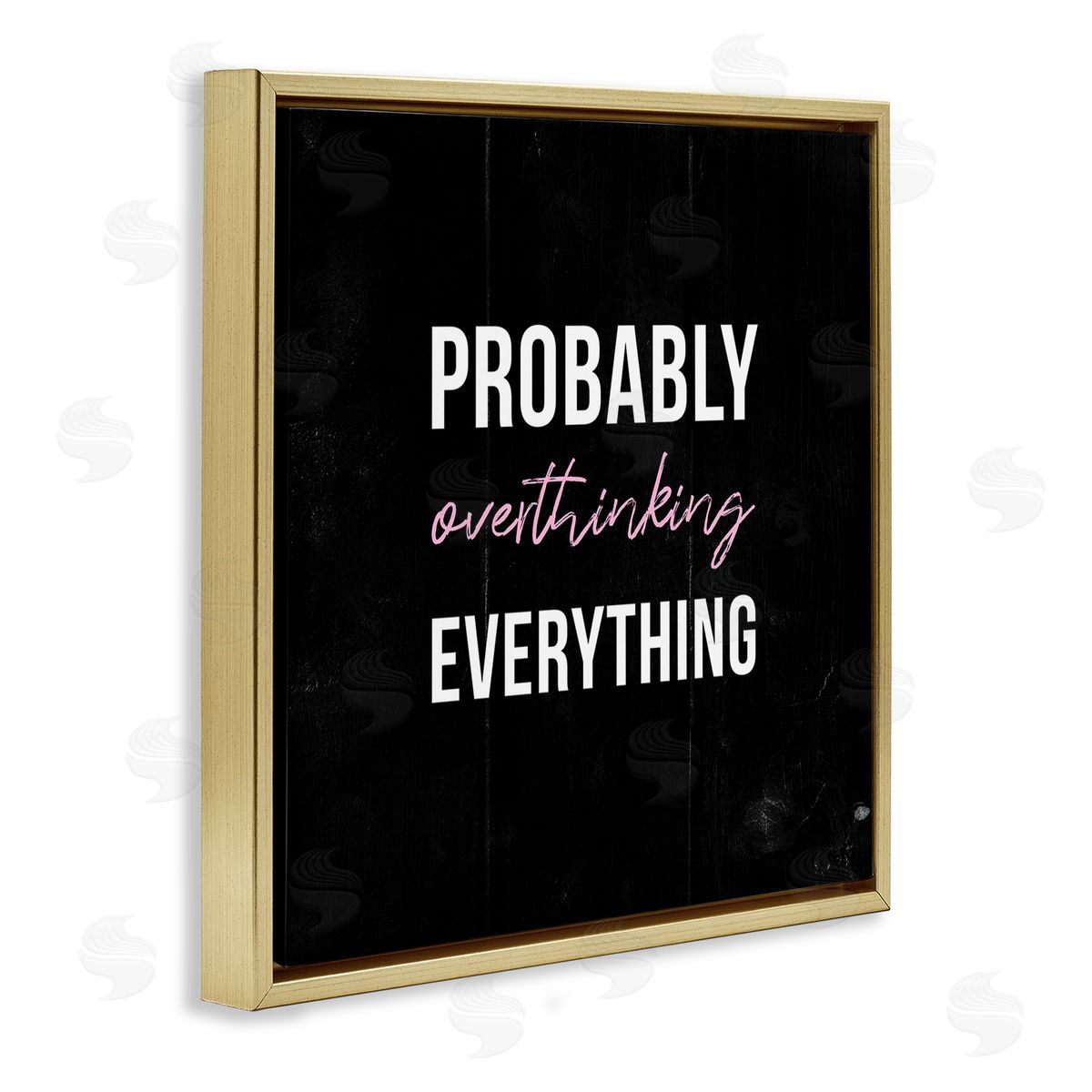 Probably Over Thinking Everything Gold Floating Frame Canvas Wall Art, Home Decor by Stupell Studio