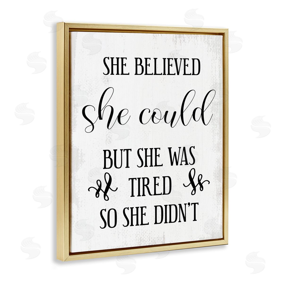She Could But Was Tired Gold Floating Frame Canvas Wall Art, Home Decor by Stupell Studio