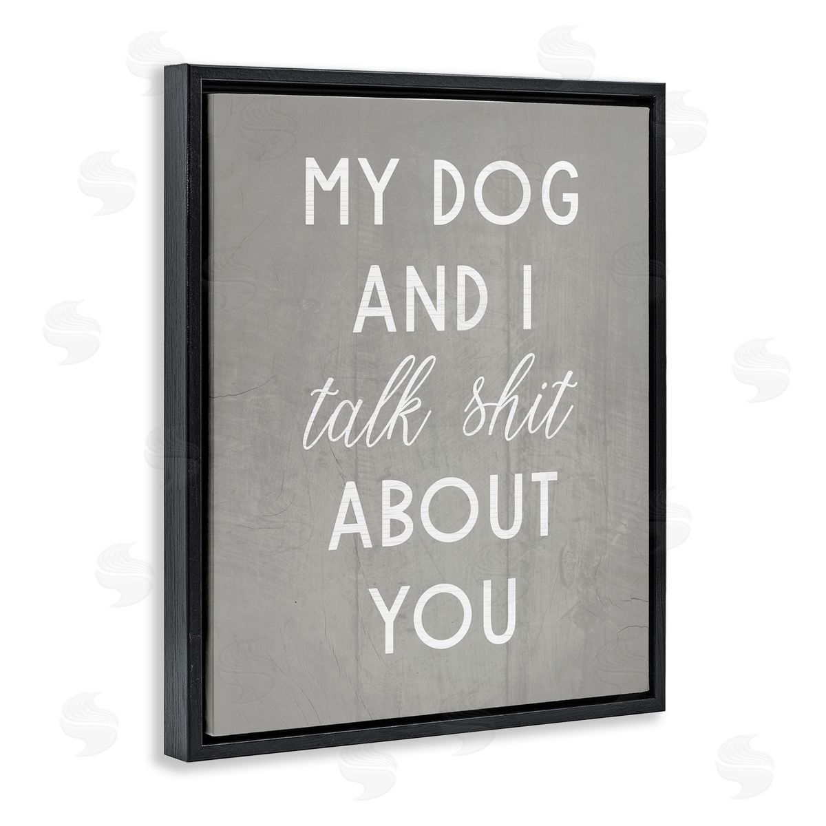 My Dog and I Talk About You Black Floating Frame Canvas Wall Art, Home Decor by Stupell Studio