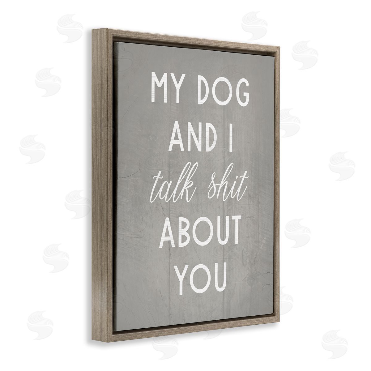 My Dog and I Talk About You Brown Floating Frame Canvas Wall Art, Home Decor by Stupell Studio
