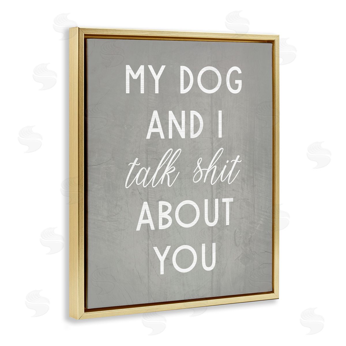 My Dog and I Talk About You Gold Floating Frame Canvas Wall Art, Home Decor by Stupell Studio