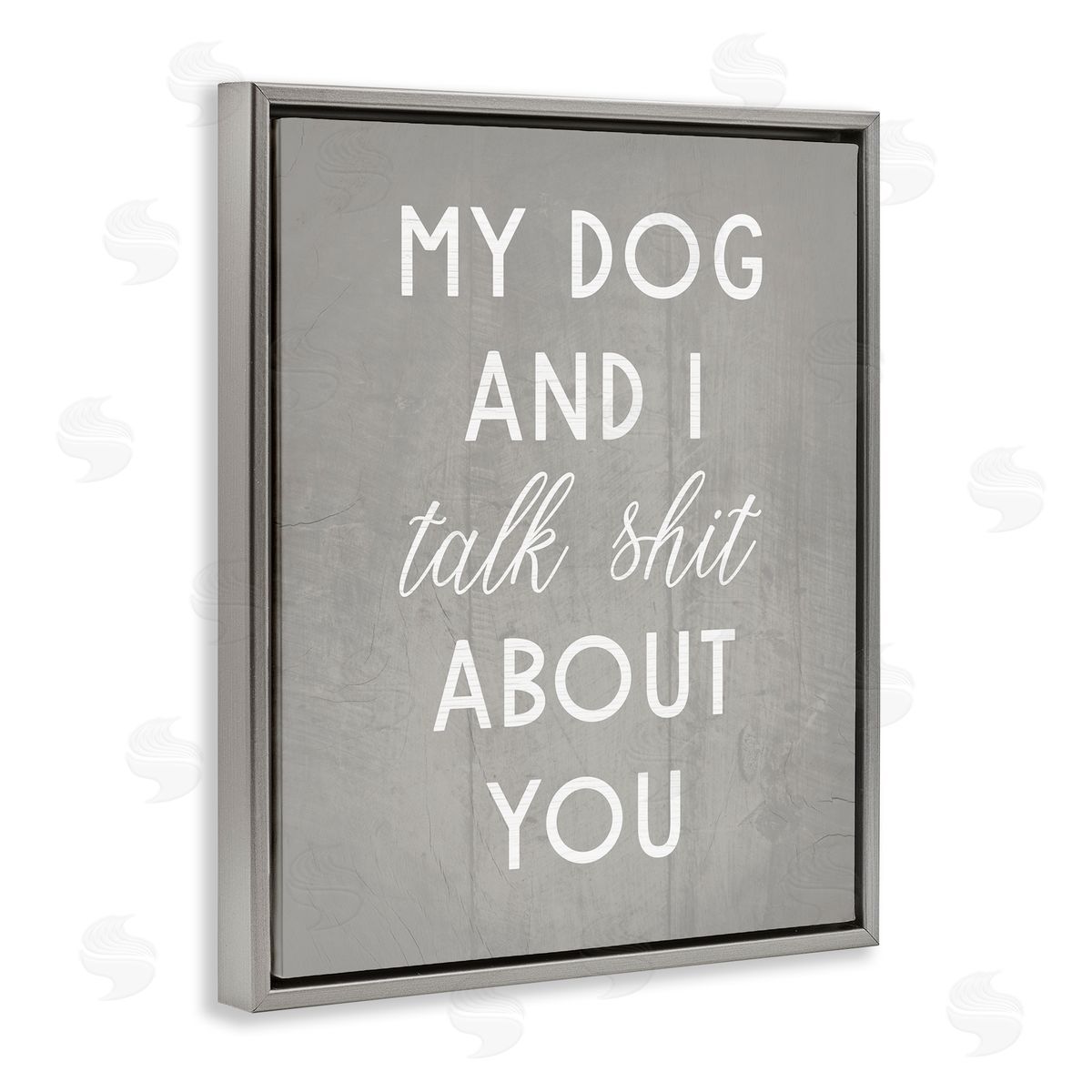My Dog and I Talk About You Grey Floating Frame Canvas Wall Art, Home Decor by Stupell Studio