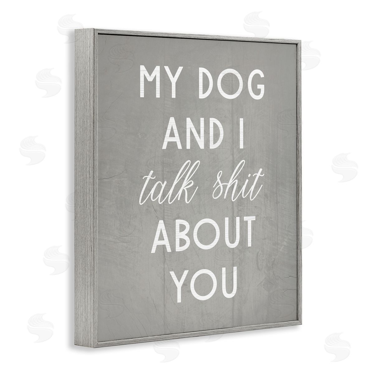 My Dog and I Talk About You Grey Frame Print Wall Art, Home Decor by Stupell Studio
