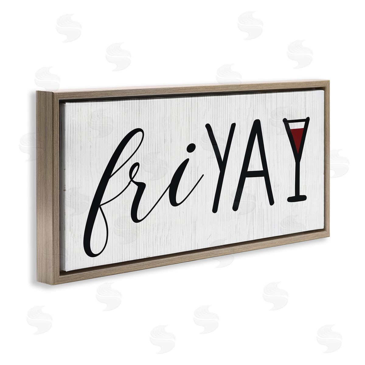 Fri Yay with Martini Glass Brown Floating Frame Canvas Wall Art, Home Decor by Stupell Studio