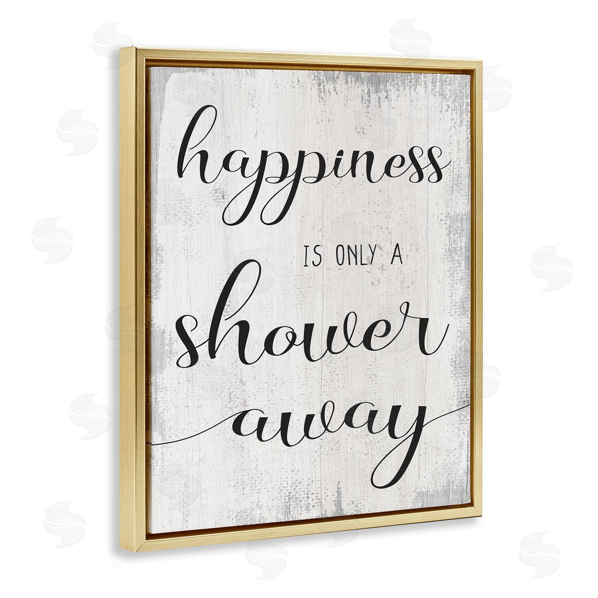 Happiness is a Shower Away Gold Floating Frame Canvas Wall Art, Home Decor by Stupell Studio