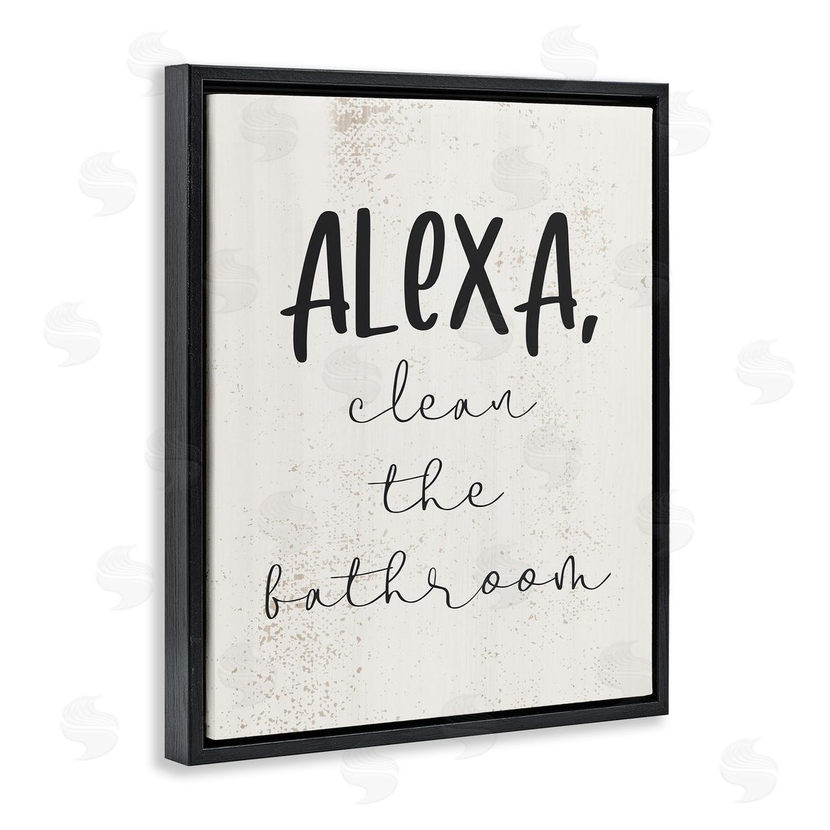 Alexa Clean the Bathroom Black Floating Frame Canvas Wall Art, Home Decor by Stupell Studio