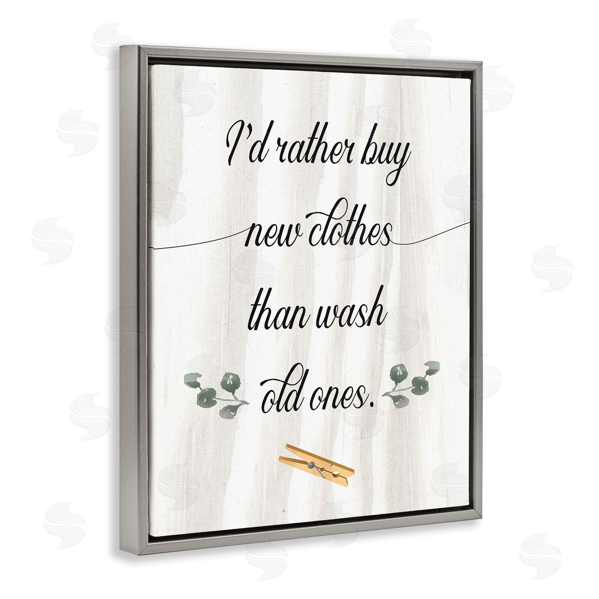 Rather Buy than Wash Clothes Grey Floating Frame Canvas Wall Art, Home Decor by Stupell Studio