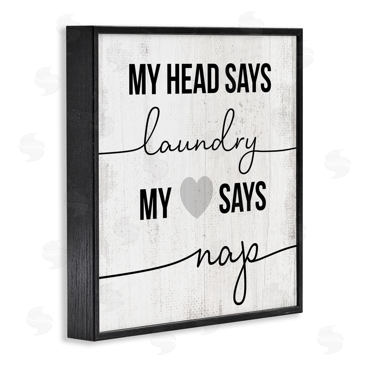 Head Says Laundry, Heart Says Nap Black Frame Print Wall Art, Home Decor by Stupell Studio
