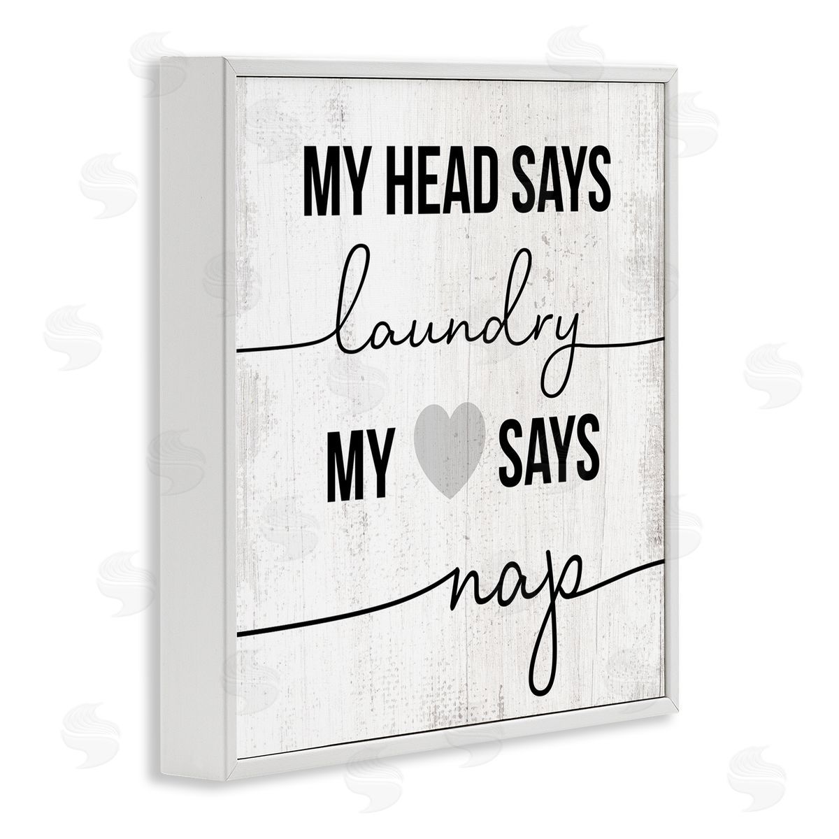 Head Says Laundry, Heart Says Nap White Frame Print Wall Art, Home Decor by Stupell Studio