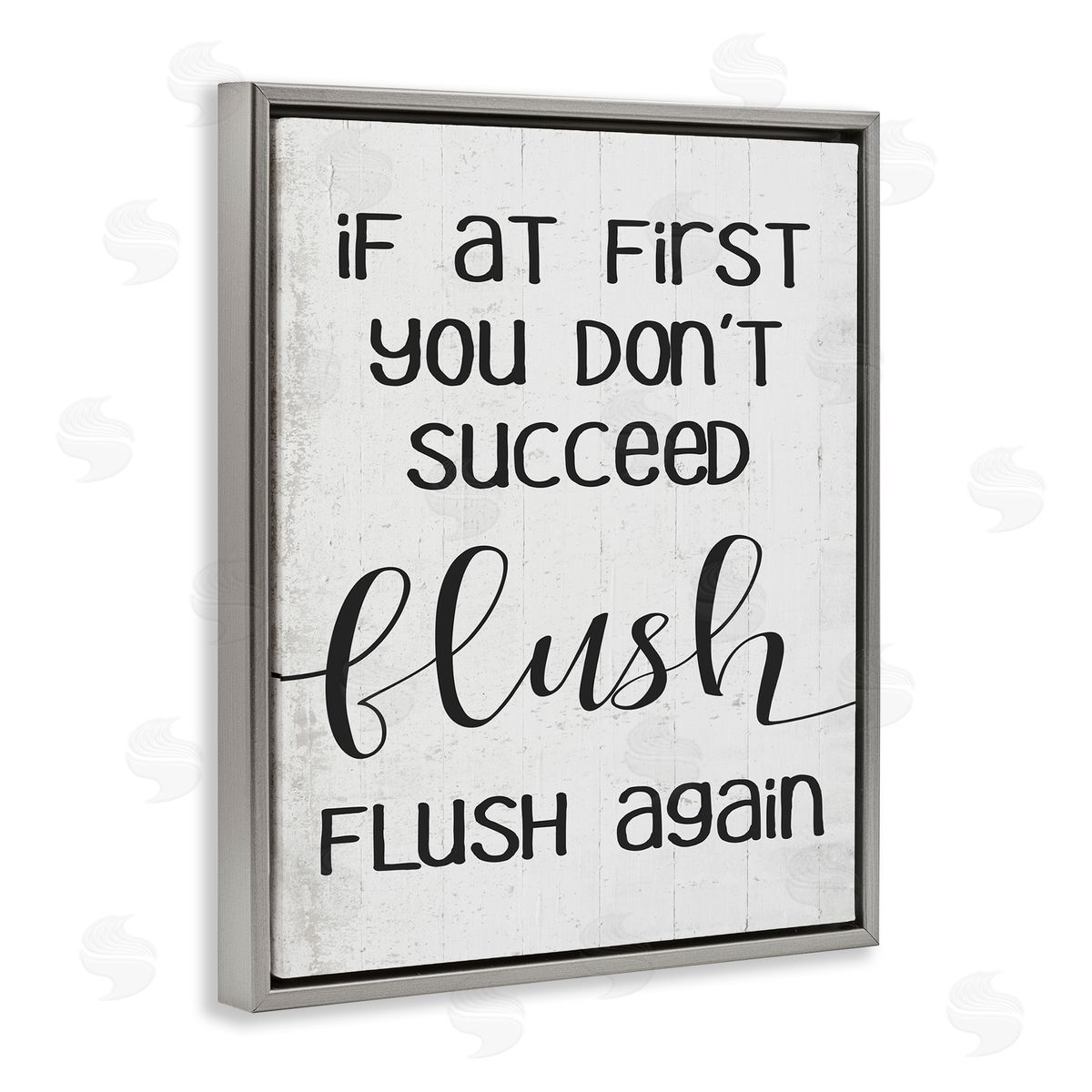 If You Don't Succeed Flush Again Grey Floating Frame Canvas Wall Art, Home Decor by Stupell Studio