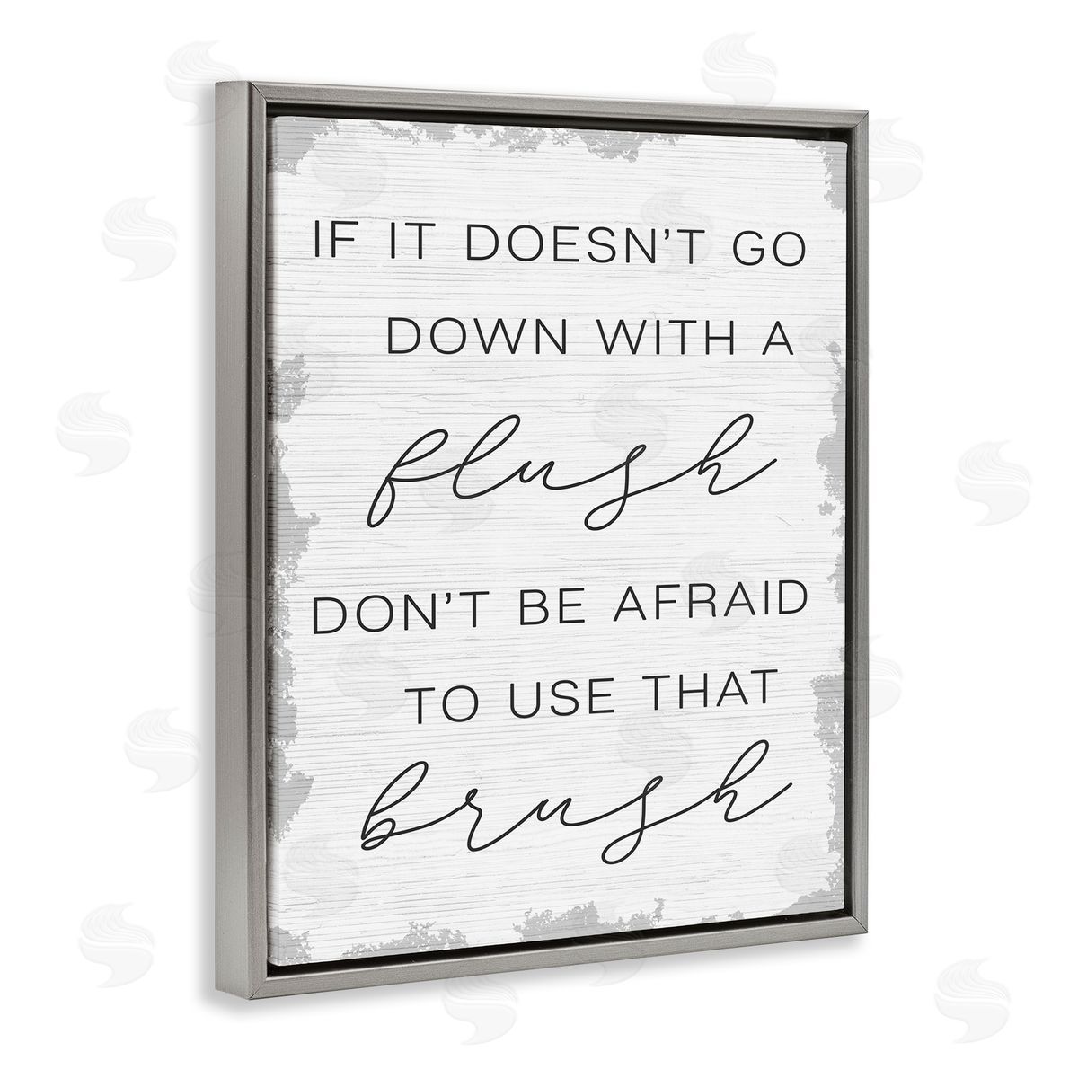 Doesn't Flush Use the Brush Grey Floating Frame Canvas Wall Art, Home Decor by Stupell Studio