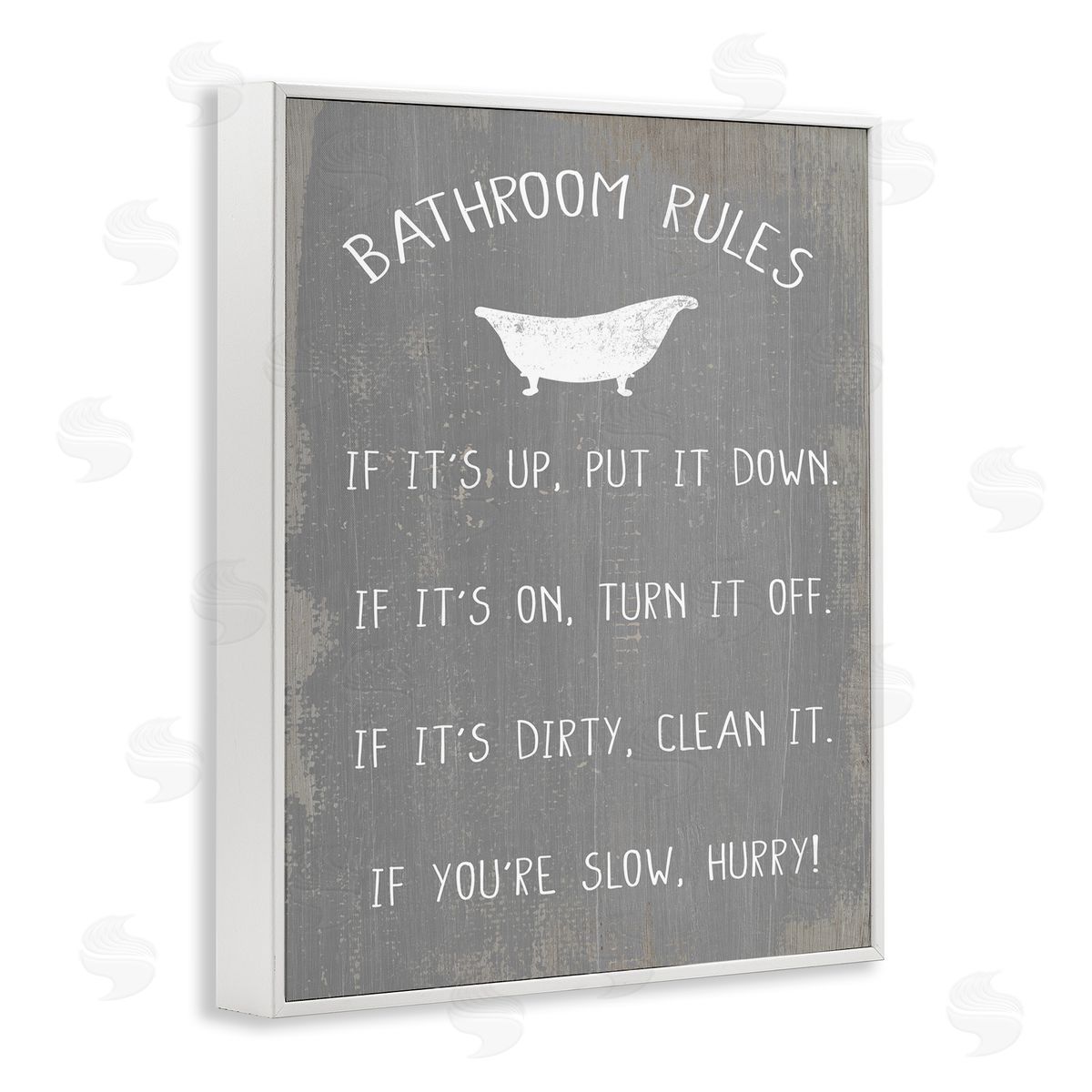 Bathroom Rules Rustic Grey White Frame Print Wall Art, Home Decor by Stupell Studio