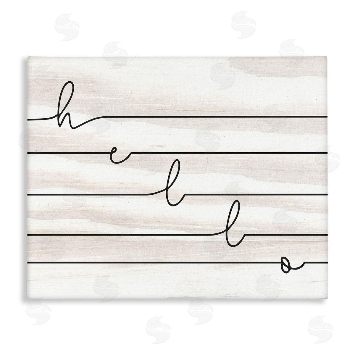 Hello Greeting Striped Typography Canvas Wall Art, Home Decor by Stupell Studio