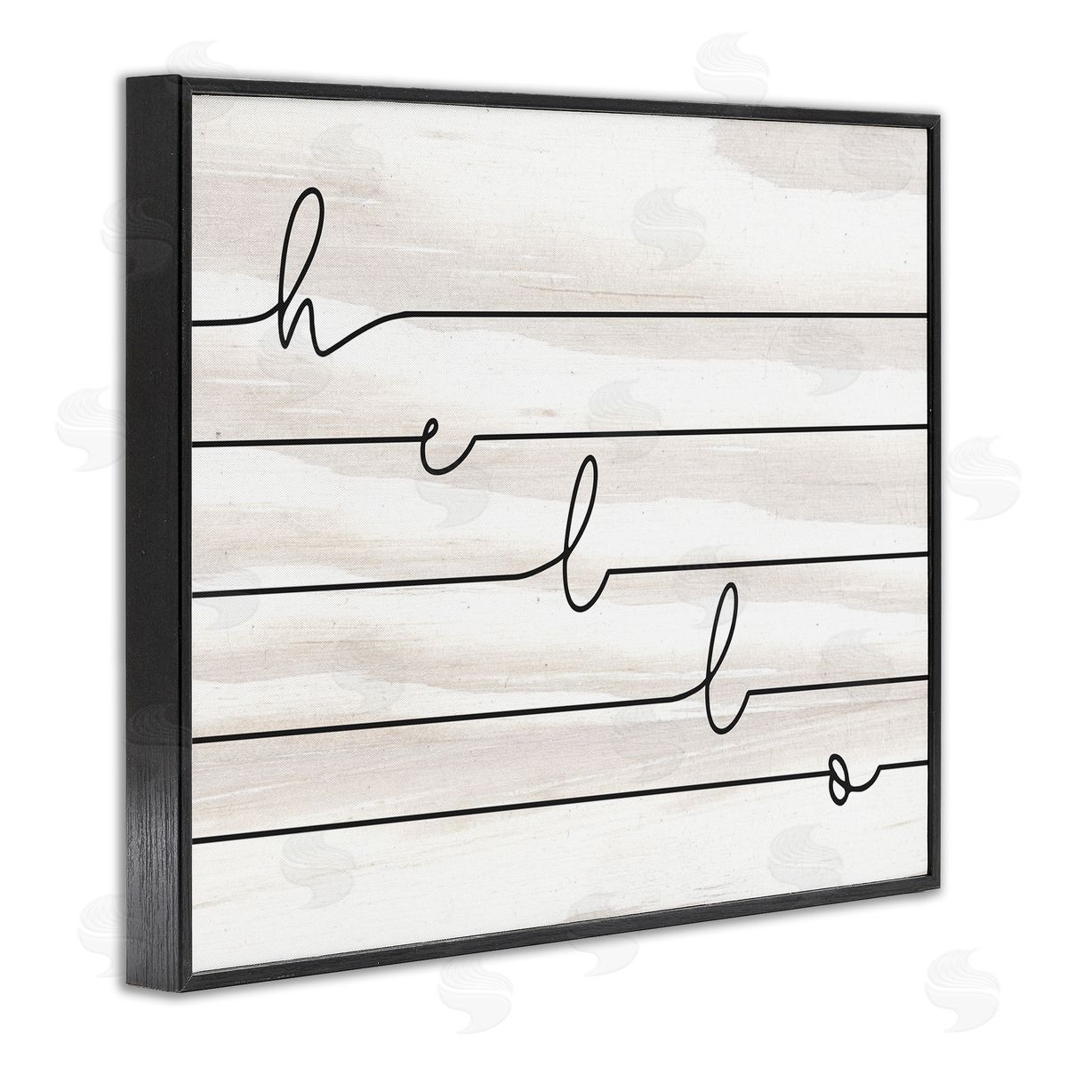 Hello Greeting Striped Typography Black Frame Print Wall Art, Home Decor by Stupell Studio