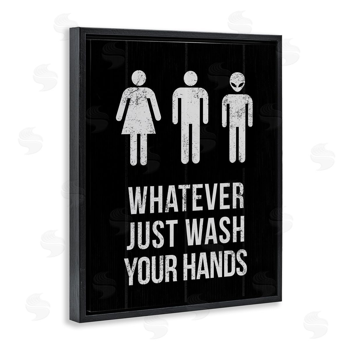 Wash Hands Whatever Alien Black Floating Frame Canvas Wall Art, Home Decor by Stupell Studio