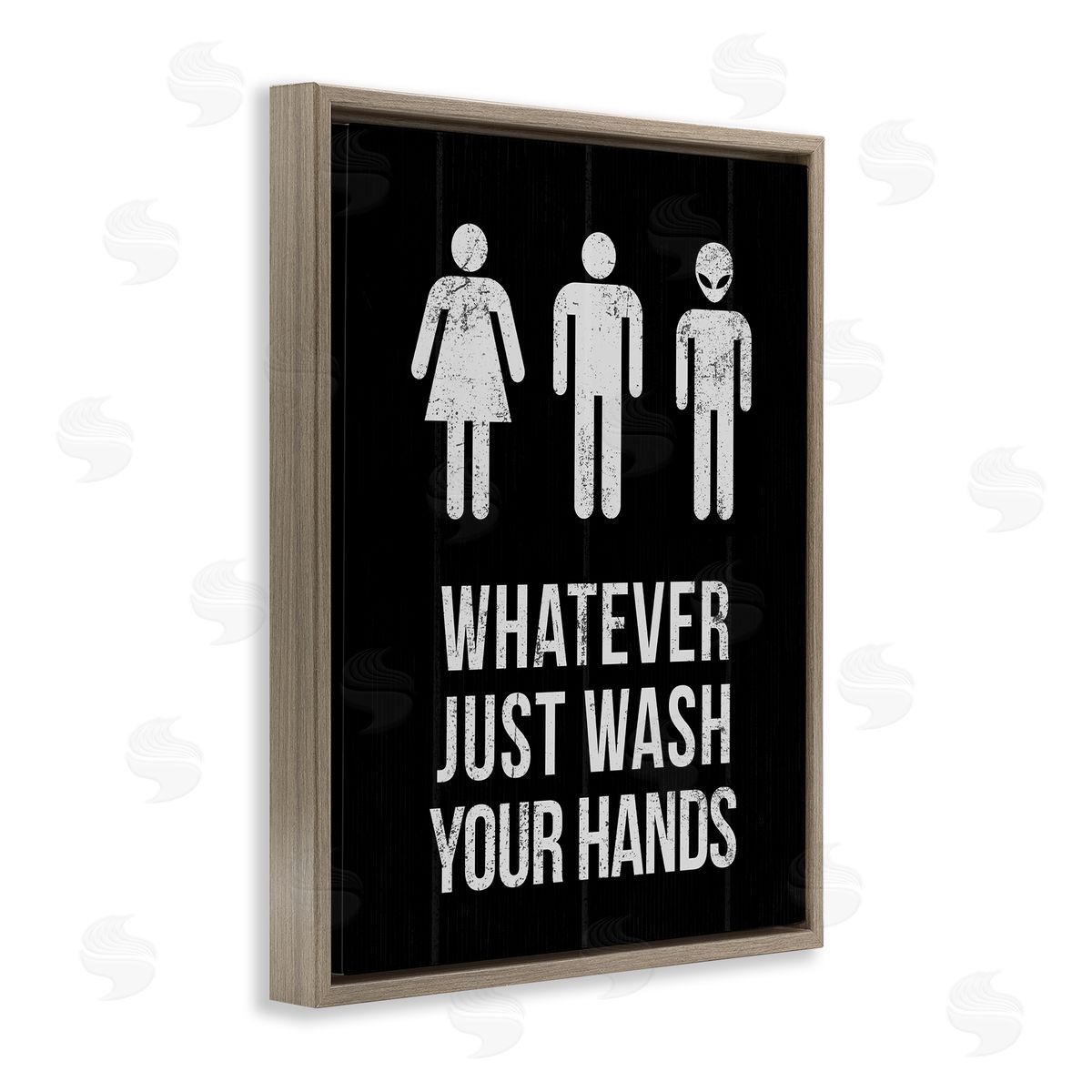 Wash Hands Whatever Alien Brown Floating Frame Canvas Wall Art, Home Decor by Stupell Studio