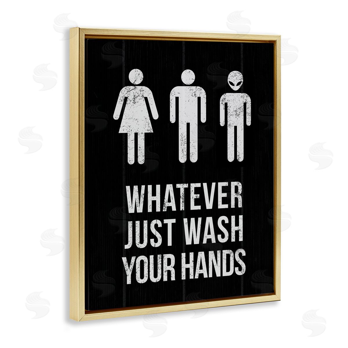 Wash Hands Whatever Alien Gold Floating Frame Canvas Wall Art, Home Decor by Stupell Studio