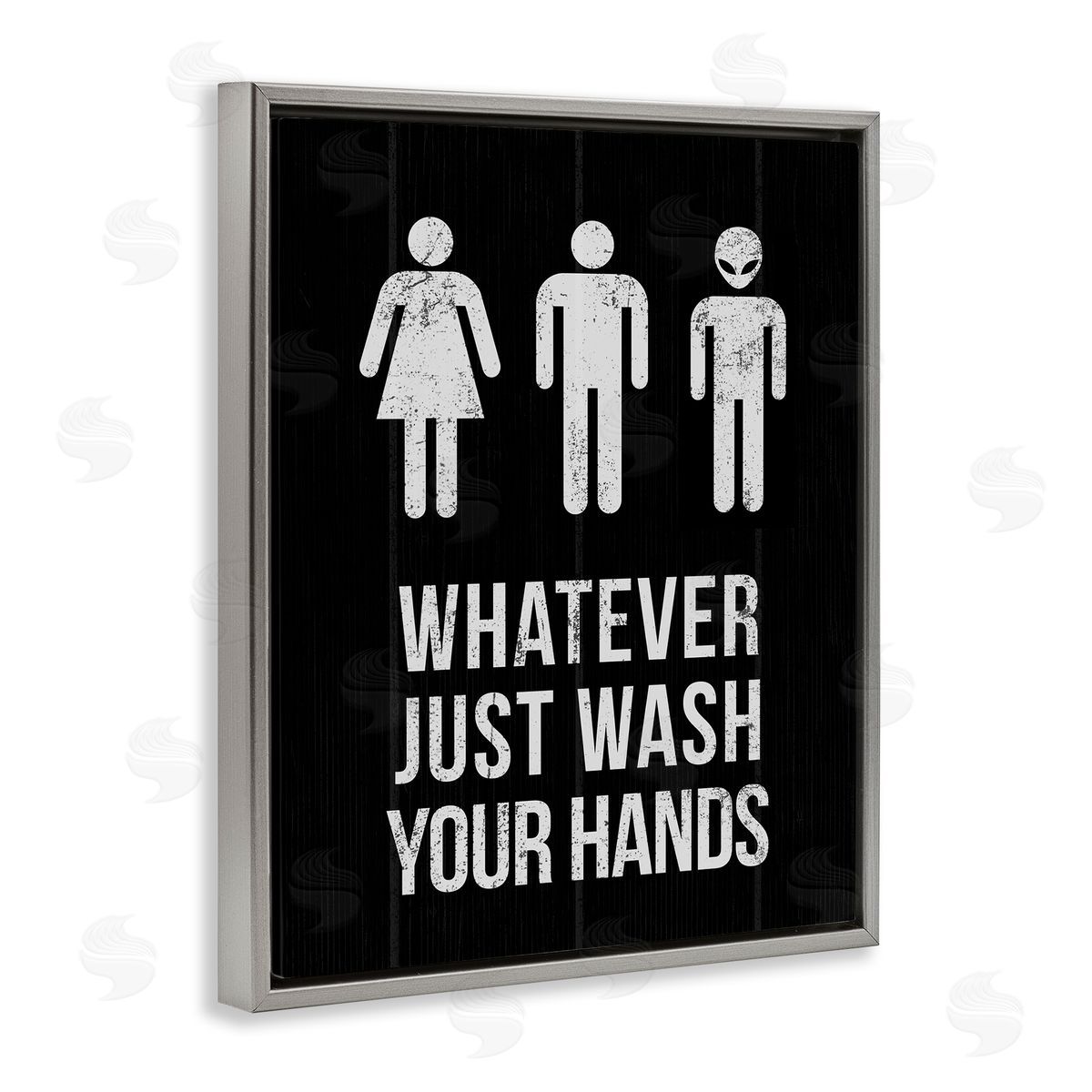 Wash Hands Whatever Alien Grey Floating Frame Canvas Wall Art, Home Decor by Stupell Studio