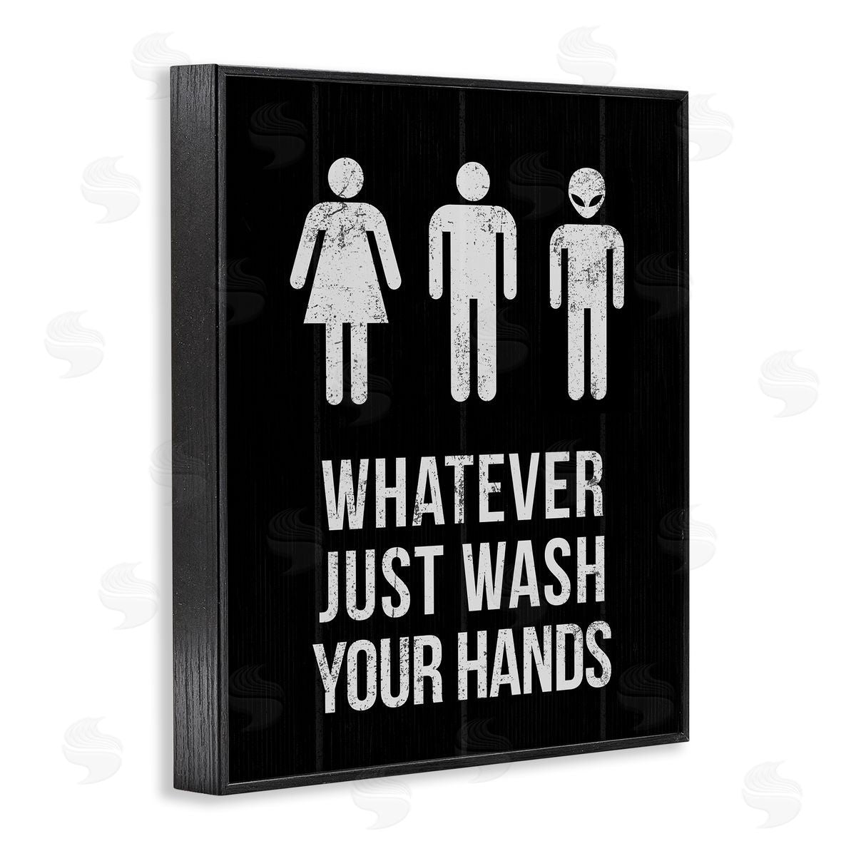 Wash Hands Whatever Alien Black Frame Print Wall Art, Home Decor by Stupell Studio