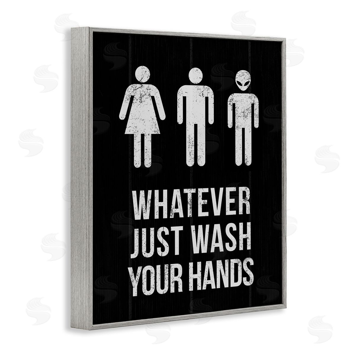 Wash Hands Whatever Alien Grey Frame Print Wall Art, Home Decor by Stupell Studio
