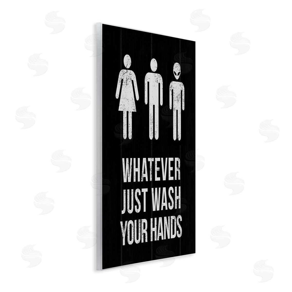 Wash Hands Whatever Alien Wood Plaque Wall Art, Home Decor by Stupell Studio