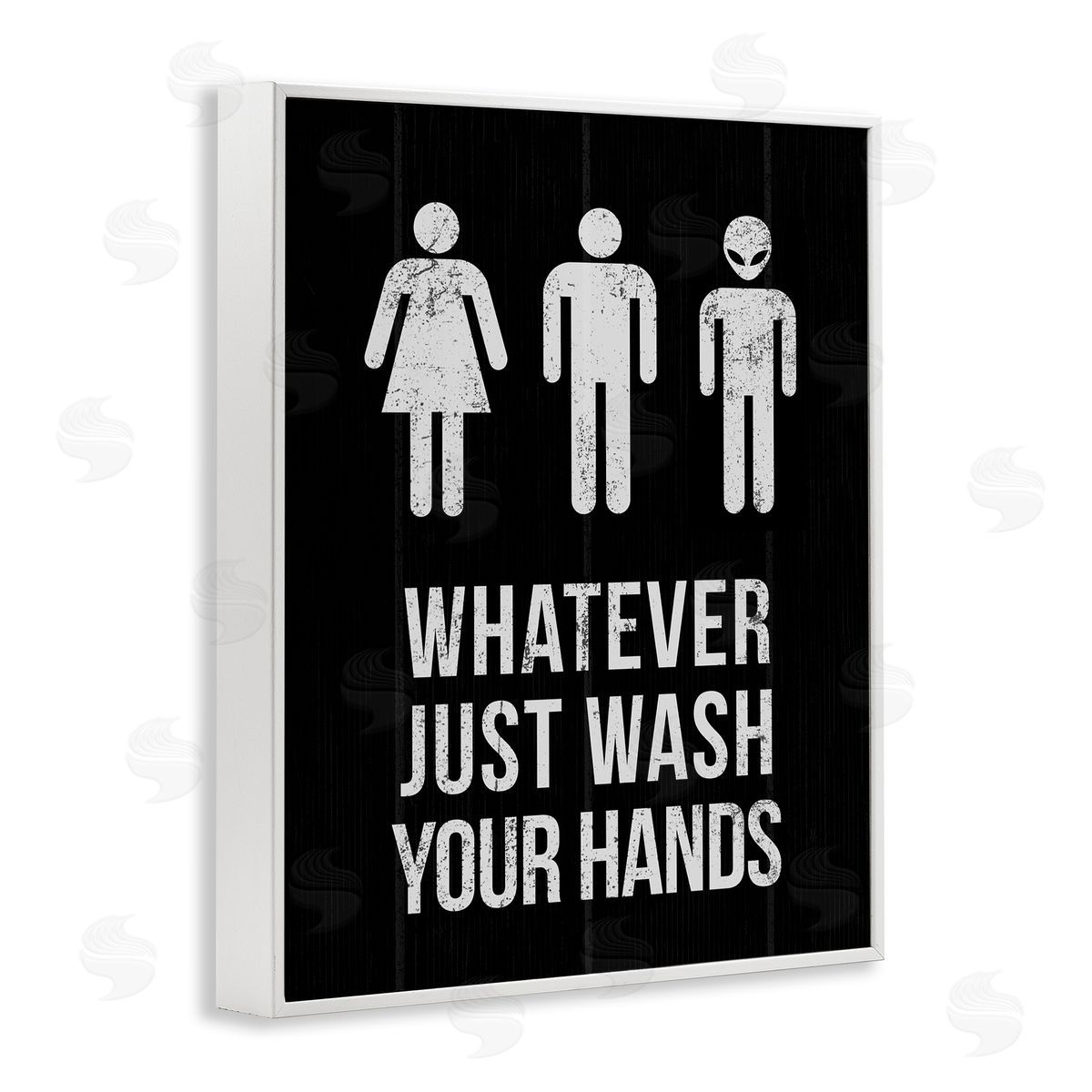 Wash Hands Whatever Alien White Frame Print Wall Art, Home Decor by Stupell Studio