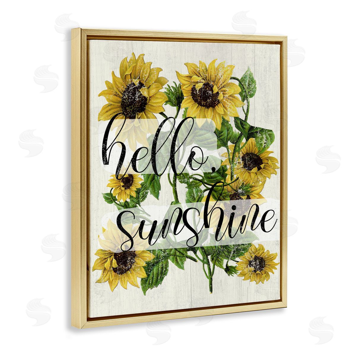 Hello Sunshine Vintage Sunflowers Gold Floating Frame Canvas Wall Art, Home Decor by Stupell Studio