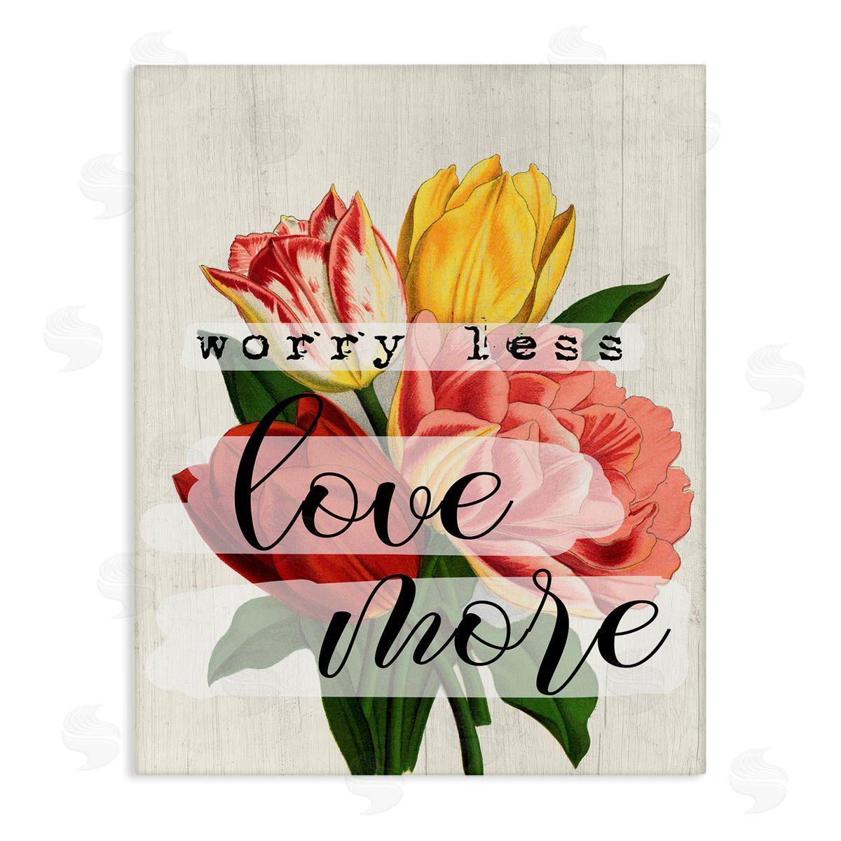 Worry Less Love Tulips Canvas Wall Art, Home Decor by Stupell Studio