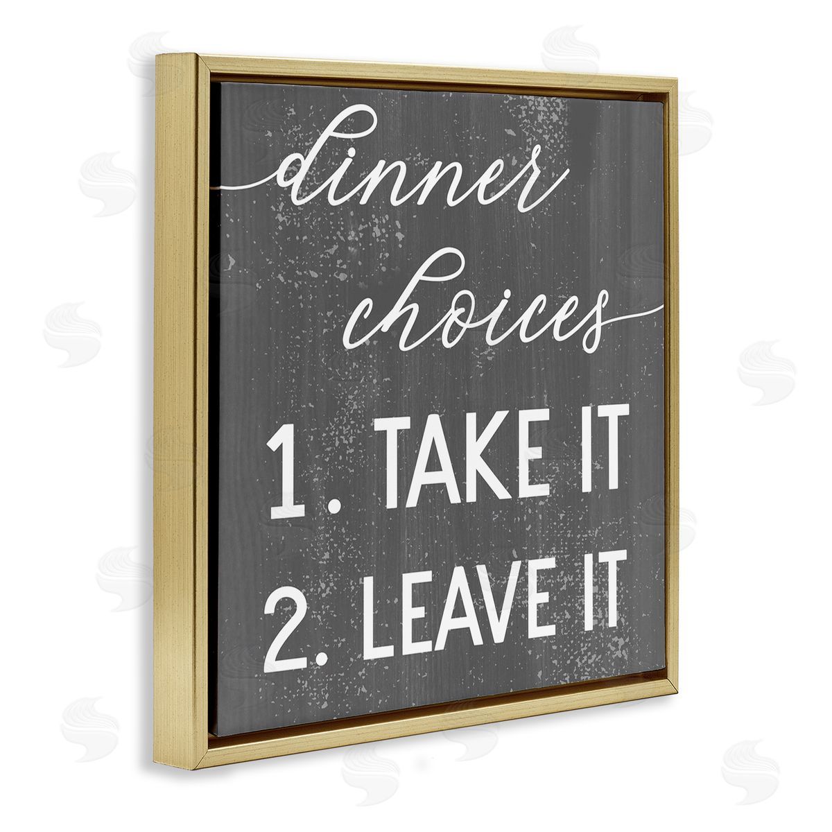 Dinner Take It or Leave It Gold Floating Frame Canvas Wall Art, Home Decor by Stupell Studio