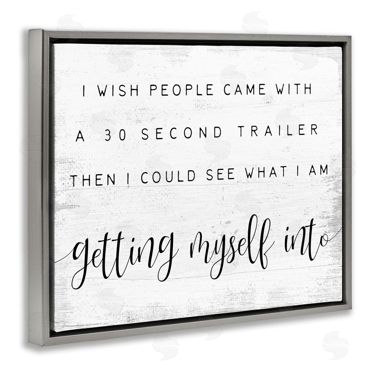 People had 30 Second Trailer Grey Floating Frame Canvas Wall Art, Home Decor by Stupell Studio