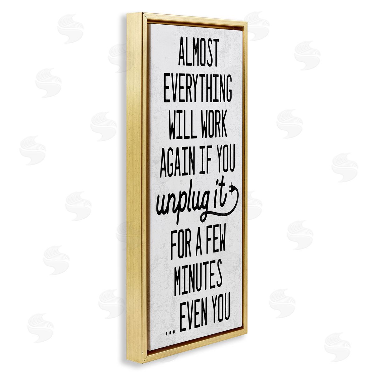 Will Work Again if Unplugged Gold Floating Frame Canvas Wall Art, Home Decor by Stupell Studio