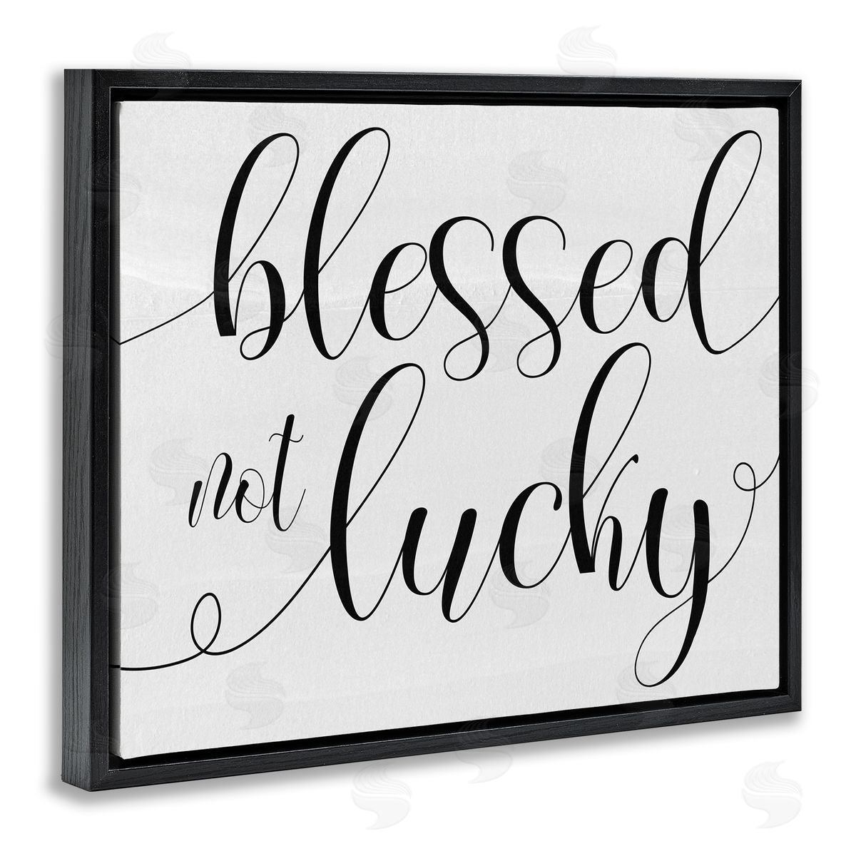 Blessed not Lucky Script Black Floating Frame Canvas Wall Art, Home Decor by Stupell Studio