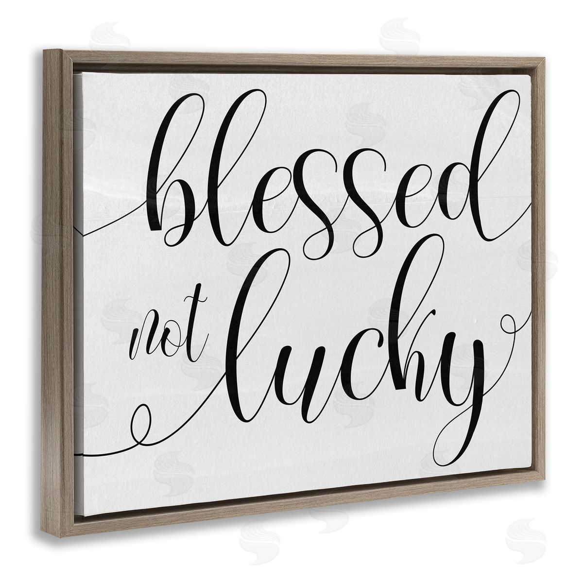 Blessed not Lucky Script Brown Floating Frame Canvas Wall Art, Home Decor by Stupell Studio