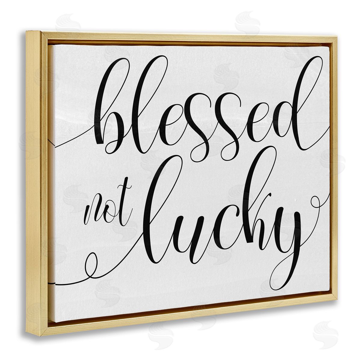 Blessed not Lucky Script Gold Floating Frame Canvas Wall Art, Home Decor by Stupell Studio
